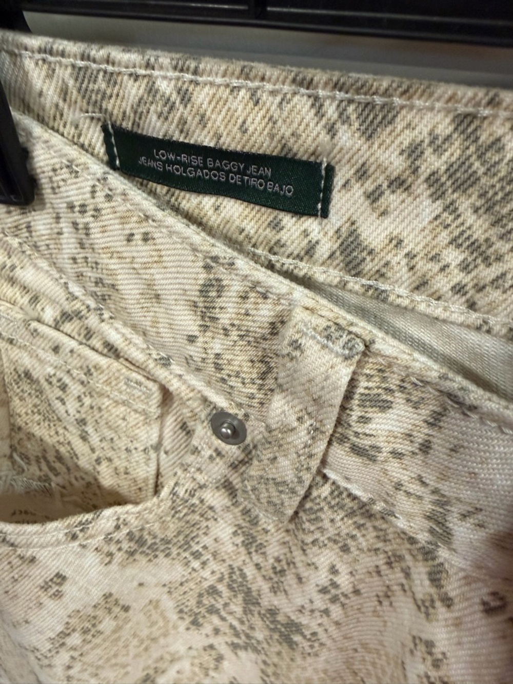 NWOT Wild Fable low-rise baggy jeans in a super trendy neutral snake print. - Picture 2 of 5
